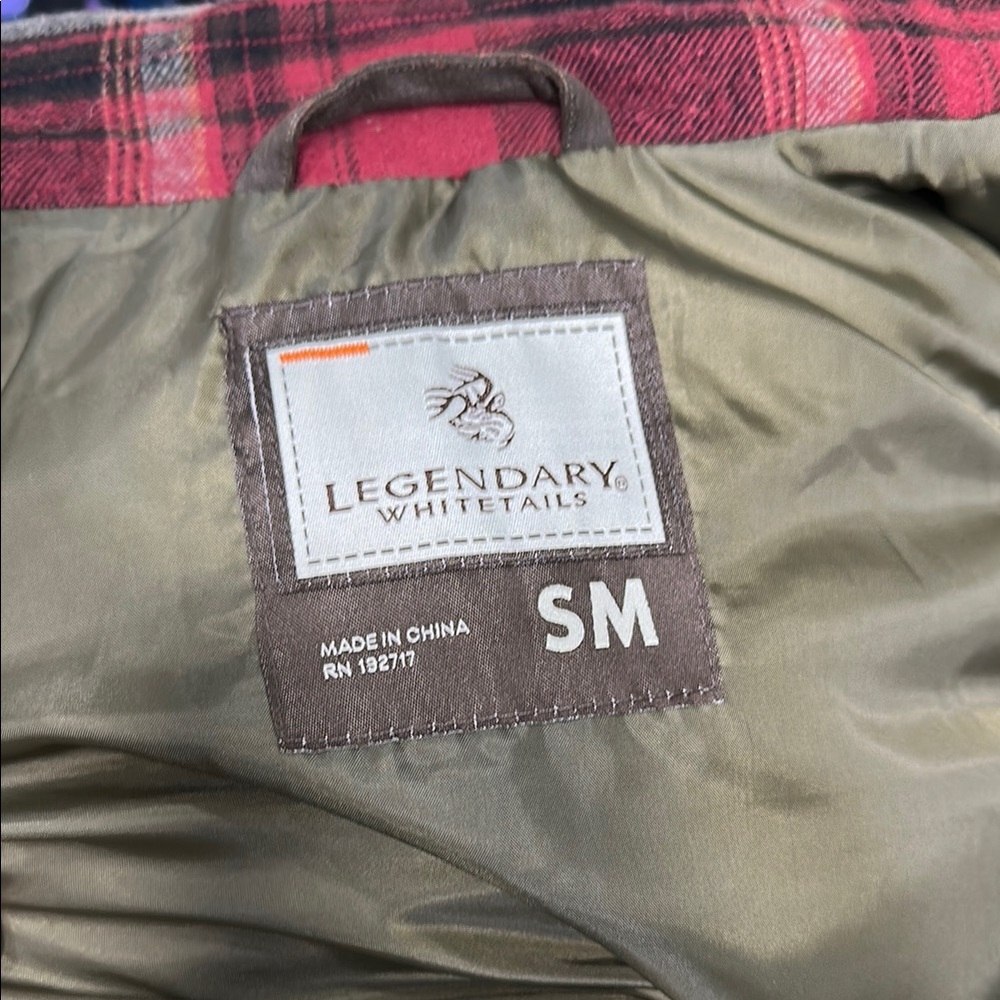 Legendary Whitetails Olive Green Vest with Red Plaid Shirt - Picture 4 of 4